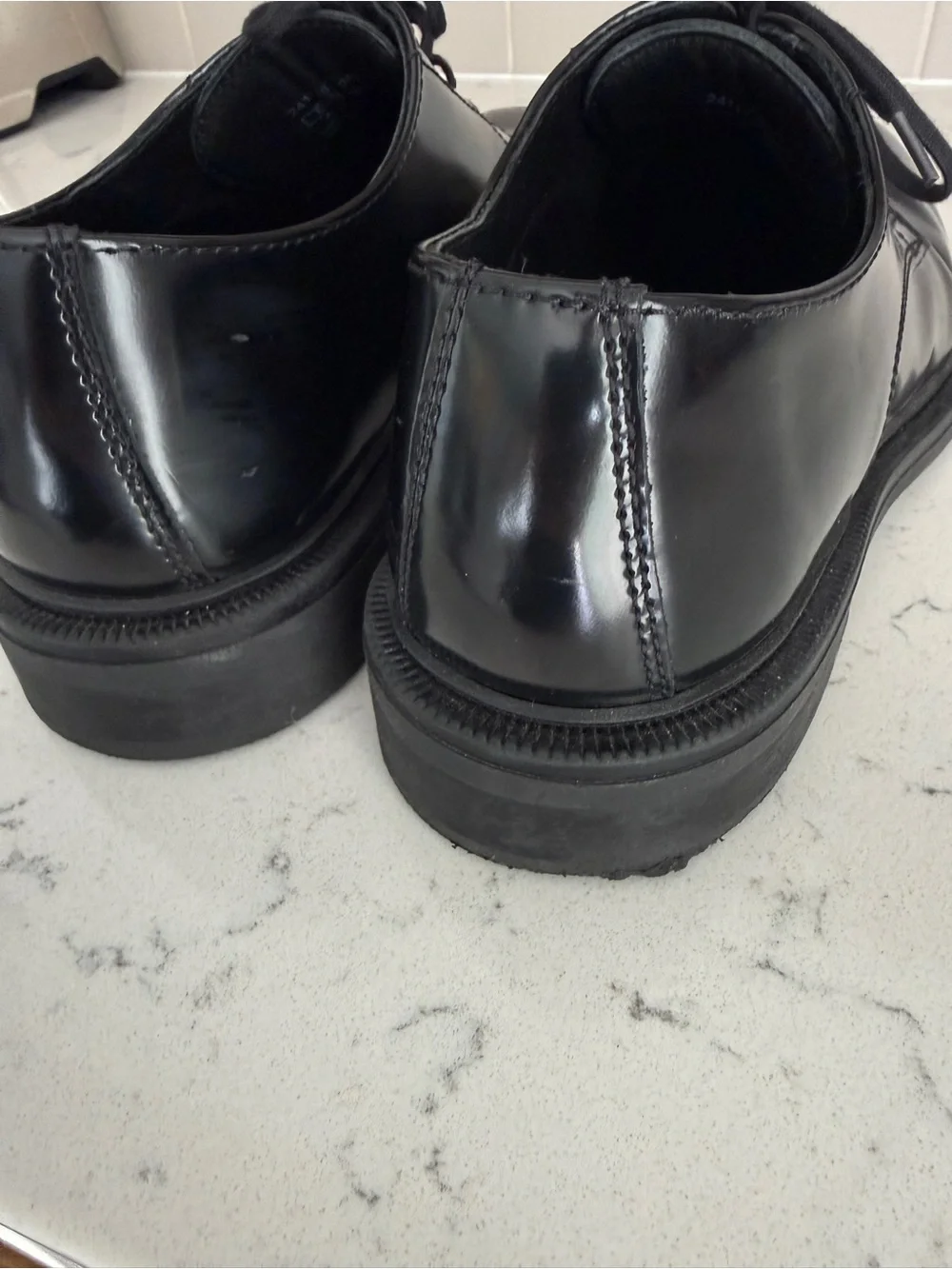 Zara Black Leather Derby Shoes - Lace-Up Oxfords